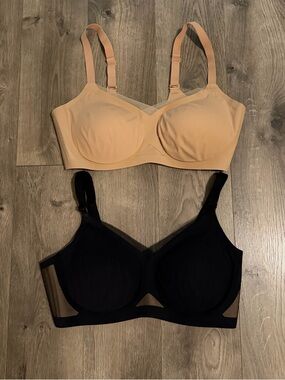 Honeylove Bra Bundle lot of 2 1X 40C D Wireless Support Bra Beige Black